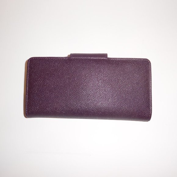 Dolce & Gabbana Saffiano Leather Logo Plaque Trifold Wallet Eggplant Cardholder - Picture 4 of 13